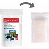 Чистящие салфетки для экранов и пластика BRAUBERG 100 шт влажные 511685