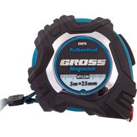 Рулетка Magnetisch, 5 м х 25 мм обрезиненный корпус,автоматическая фиксация GROSS 32572