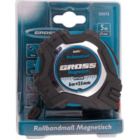 Рулетка Magnetisch, 5 м х 25 мм обрезиненный корпус,автоматическая фиксация GROSS 32572