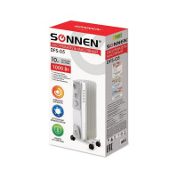 Масляный обогреватель SONNEN DFS-05, 1000 Вт, 5 секций, белый, 453497