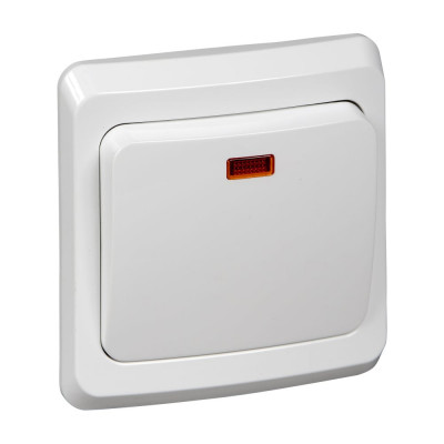 Выключатель 1-клавишный Systeme Electric (Schneider Electric) Этюд, 10 А, IP20, с индикацией, белый, арт. BC10-005B