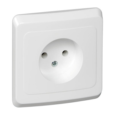 Розетка Systeme Electric 1-м СП Этюд 16А IP20 без заземления, белая PC16-001B