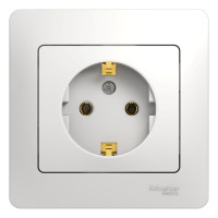 Одноместная розетка Systeme Electric СП Glossa 16А с заземлением, в сборе, белая GSL000142