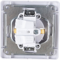 Одноместная розетка Systeme Electric СП Glossa 16А с заземлением, в сборе, белая GSL000142