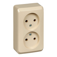 Двухместная розетка Systeme Electric ОП Этюд 16А IP20 без заземл. кремовая PA16-005K