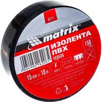 Изолента MATRIX ПВХ, 15 мм х 10 м, черная, 150 мкм 88771