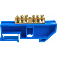 Шина N ноль на DIN-изоляторе ЭРА NO-222-44 ШНИ-6х9-6-Д-синий Б0033425