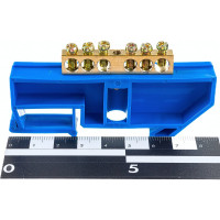 Шина N ноль на DIN-изоляторе ЭРА NO-222-44 ШНИ-6х9-6-Д-синий Б0033425
