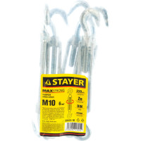 Талреп STAYER DIN 1480, крюк-крюк, М10, 6 шт, оцинкованный, 30525-10