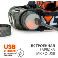 Фонарь ЯРКИЙ ЛУЧ YLP PANDA 3R налобный CREE XP-L HI+XP-G3 max.1100лм, Li-Ion 2600mAh, встр.ЗУ 4606400106029