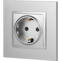 Розетка ЭРА Elegance 2P+E Schuko, 16A-250В, IP20, алюминий 14-2101-03 Б0034266