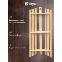 Трехъярусная угловая полка Банные штучки 78х25х16 см, липа 03325