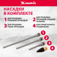 Набор пневматический продувочный пистолет с насадками MATRIX 4 шт 57338
