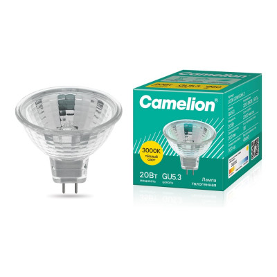 Галогенная лампа с защитным стеклом Camelion JCDR 20W 220V 50mm 6138