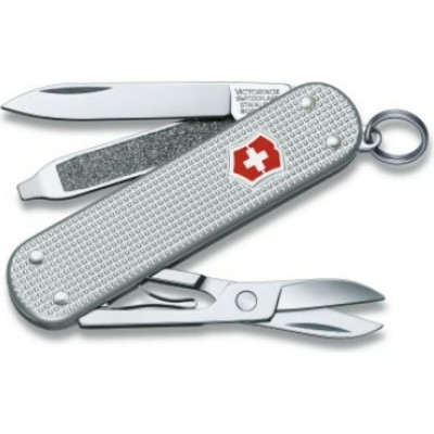 Victorinox Нож-брелок Classic Alox, 58 мм, 5 функ, серебристый 0.6221.26, 0.6221.26