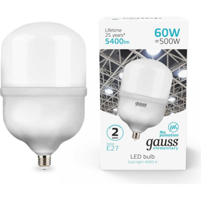 Gauss Лампа Elementary LED T160 E27 60W 5400lm 5400lm 180-240V 4000K 63226