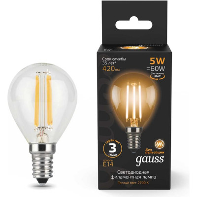 Лампа Gauss LED Filament Globe E14 5W 2700K 105801105