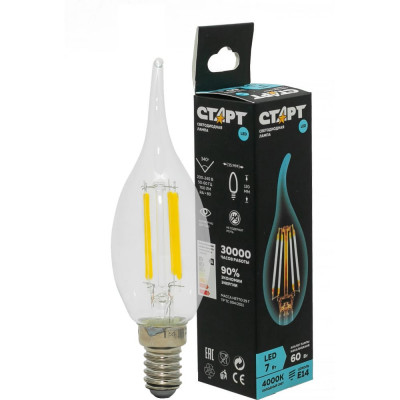 Филаментная светодиодная лампа СТАРТ LED F-FlameE14 7W40