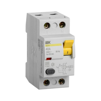 IEK Выключатель диф. тока 2п 40A 30mA тип AC ВД1-63 ИЭК MDV10-2-040-030