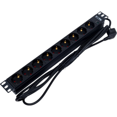 TWT Блок розеток 19 9 шт. без выключателя, 16A 250V, шнур питания 3.0 м PDU19-16A9P-3.0