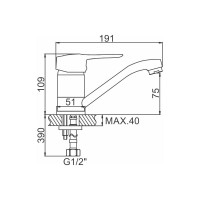 LEDEME Смеситель для кухни Картридж д.40мм., силумин, L-15см L4528-B 89785