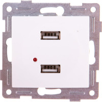 Розетка USB GUSI ELECTRIC Bravo двойная, СУ, белая С10USB2-001