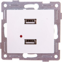 Розетка USB GUSI ELECTRIC Bravo двойная, СУ, белая С10USB2-001