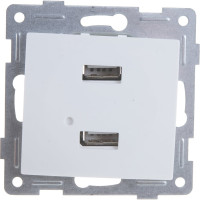 Розетка USB GUSI ELECTRIC Bravo двойная, СУ, белая С10USB2-001