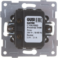 Розетка USB GUSI ELECTRIC Bravo двойная, СУ, белая С10USB2-001