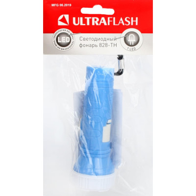 Фонарь, голубой, 1LED, 1 режим, 3xAG10, пластик Ultraflash 828-TH 2395