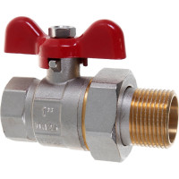 Полнопроходной шаровой кран PRO AQUA со сгоном ручка бабочка, Н-В 1 FWB65-m25-f25x