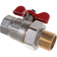 Полнопроходной шаровой кран PRO AQUA со сгоном ручка бабочка, Н-В 1 FWB65-m25-f25x