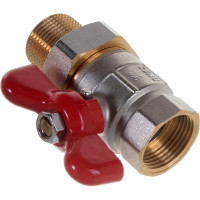 Полнопроходной шаровой кран PRO AQUA со сгоном ручка бабочка, Н-В 1 FWB65-m25-f25x
