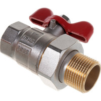 Полнопроходной шаровой кран PRO AQUA со сгоном ручка бабочка, Н-В 1 FWB65-m25-f25x