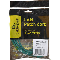 Многожильный патч-корд Cablexpert UTP кат.5e, 2м, литой, зелёный PP12-2M/G