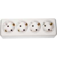 Розетка Smartbuy 4-местная 16А с заземлением белая Юпитер SBE-03w-16-S4-Z