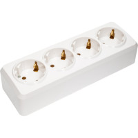 Розетка Smartbuy 4-местная 16А с заземлением белая Юпитер SBE-03w-16-S4-Z