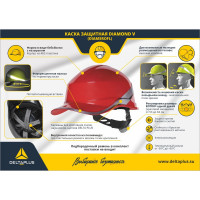 Защитная строительная каска Delta Plus DIAMONDV красная DIAM5ROFL