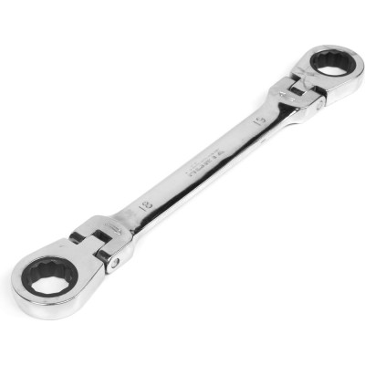 Накидной двусторонний трещоточный шарнирный хромированный ключ HORTZ 18х19 HOR 121321