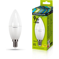 Электрическая светодиодная лампа Ergolux LED-C35-9W-E14-3K Свеча 9Вт E14 3000K 172-265В 13167