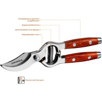 Плоскостной секатор Grinda PRO Line из нержавеющей стали 423415