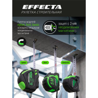 Рулетка 3м/19 мм с магнитом, автостопом, лентой нейлон EFFECTA Nylon 580319