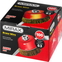 Щетка чашечная для УШМ (латунированная проволока 0,3 мм, 100 мм) MIRAX 35142-100