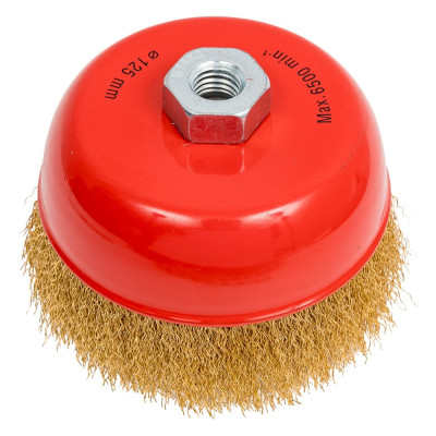 Щетка чашечная для УШМ (латунированная проволока 0,3 мм, 125мм) MIRAX 35142-125