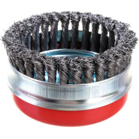 Щетка чашечная усиленная для УШМ (жгутированная стальная проволока 0,5 мм, 125 мм) MIRAX 35144-125