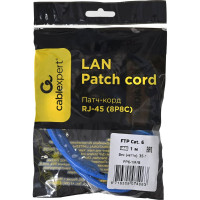 Патч-корд Cablexpert FTP кат.6, 1м, литой, многожильный синий PP6-1M/B