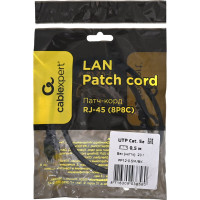Многожильный патч-корд Cablexpert UTP кат.5e, 0.5м, литой, черный PP12-0.5M/BK