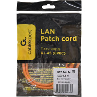 Многожильный патч-корд Cablexpert UTP кат. 5e, 0.5м, литой, оранжевый PP12-0.5M/O