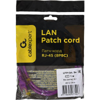 Многожильный патч-корд Cablexpert UTP кат.5e, 1м, литой, фиолетовый PP12-1M/V