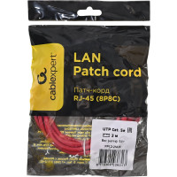 Многожильный литой патч-корд Cablexpert UTP кат.5e, 2м, красный PP12-2M/R